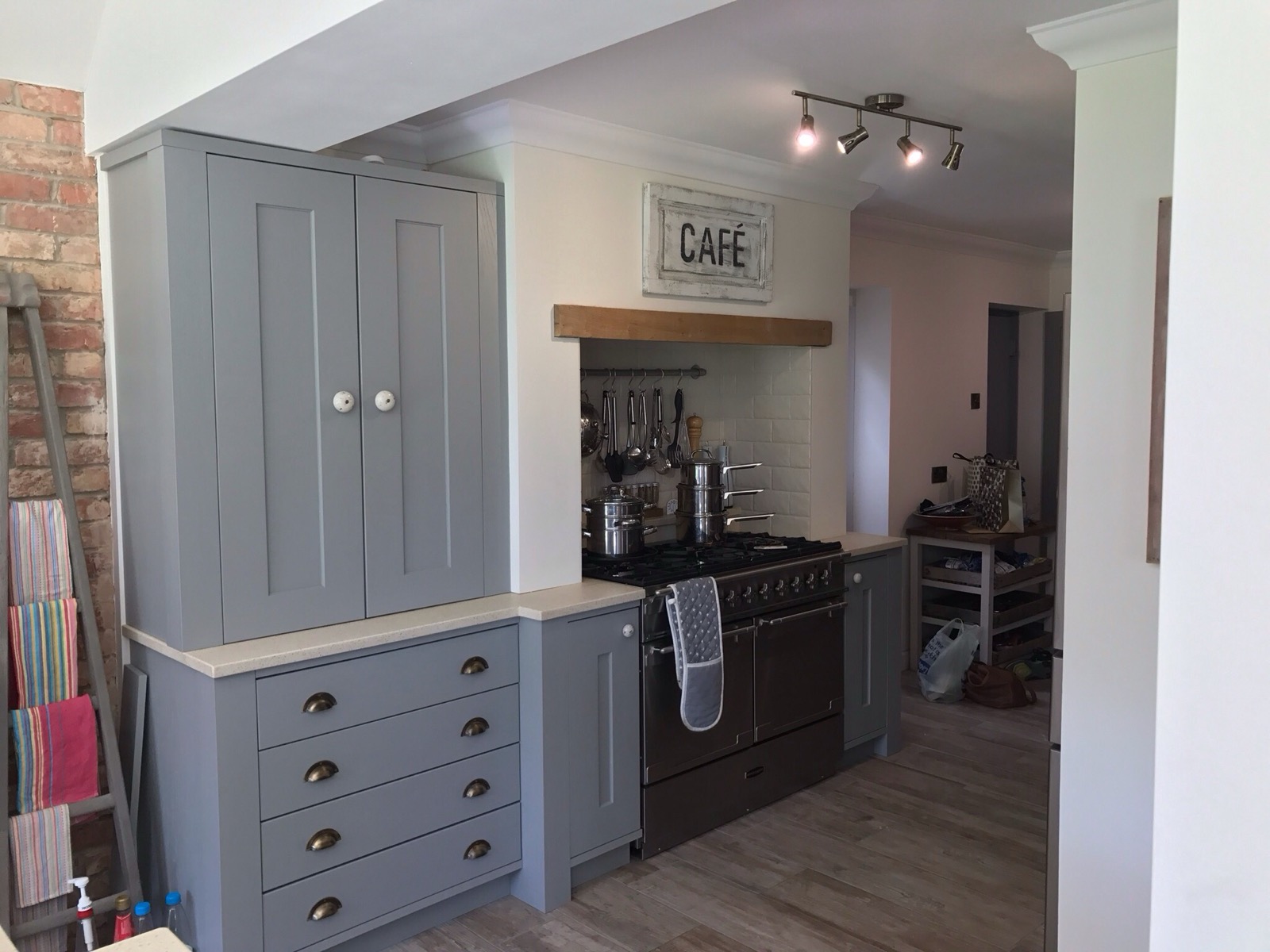 Kitchen shaker grey range cooker cafe sign, made and fitted by Sussex Design Interiors
